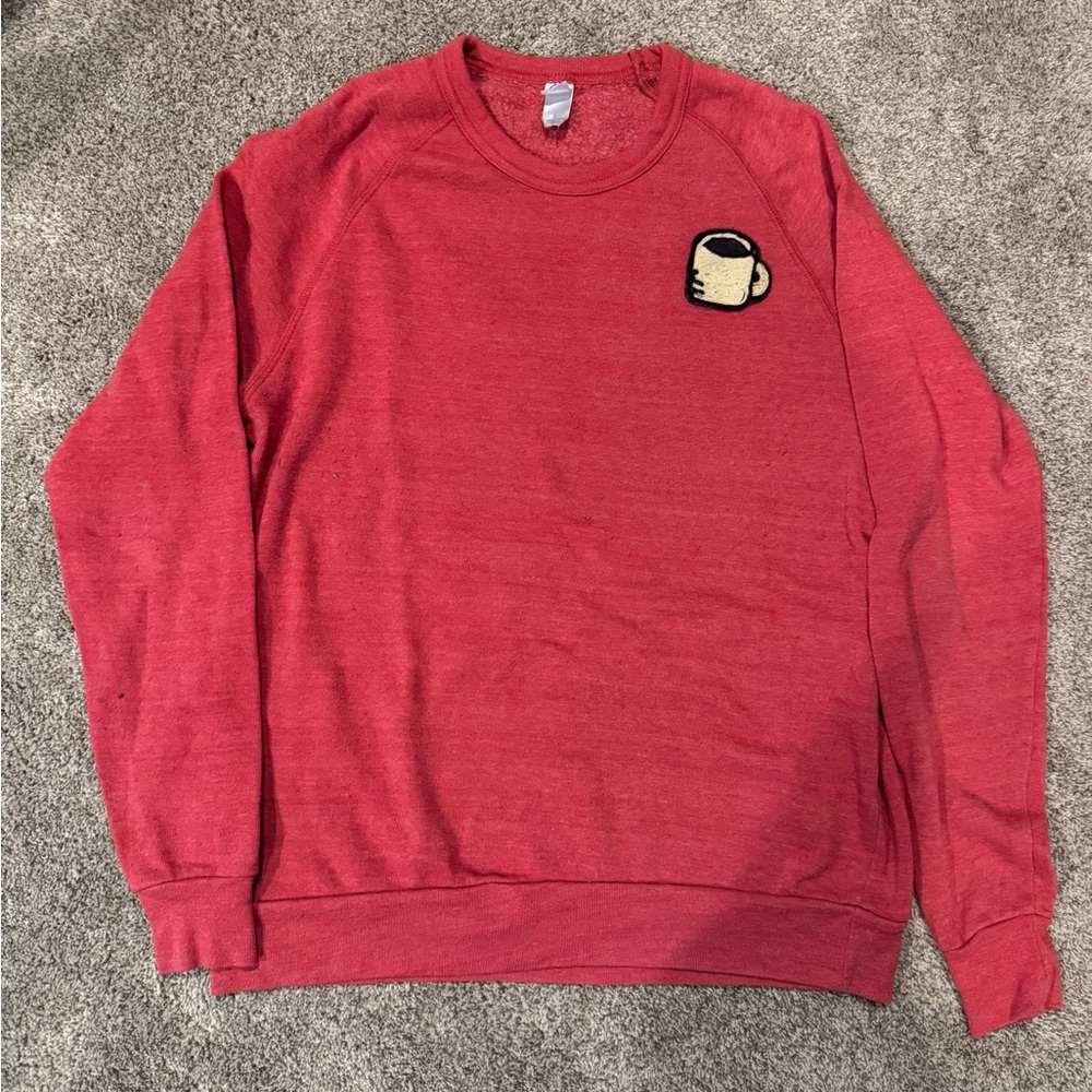 Red Coffee Cup Embroidered Men's Sweater